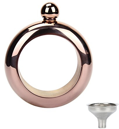 Kitchnexus Fiaschetta in acciaio inox, 304, 99,2 g, con imbuto, finitura dorata, regalo portatile per ogni occasione