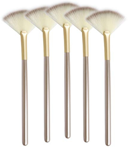 Slim Soft Facial Fan Brush,Makeup Cosmetic Multi Use, Mask Acid Applicator for Glycolic Peel Masques,Chemical Peel Brush,Pack of 5