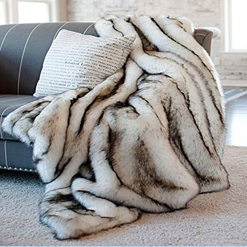 Manta de Zorro imitación Jet Piel sintética para sofá Cama Lujo imitación Fox Cubierta Cubierta de Cuero Falso PV Abajo Cama Manta Invierno pie 180 x 150 cm