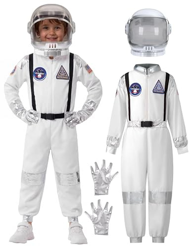 Spooktacular Creations Halloween Bambino Unisex Argento Strisce Costume da Astronauta, Tuta da Pilota con Casco.