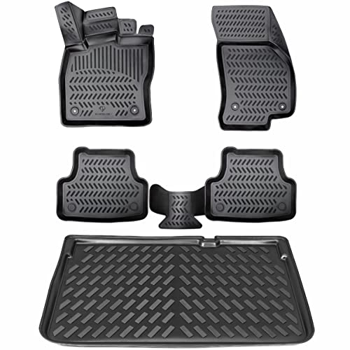 ELMASLINE 3D Gummimatten + Kofferraumwanne Set für Ford KUGA 3 (III) 2019-2025 | Fußmatten Hoher Rand