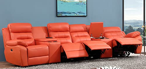 Mapo Möbel Elektrisches Ledersofa Kinosofa Relaxcouch Fernsehsofa 5131eeee-Cup-42-206
