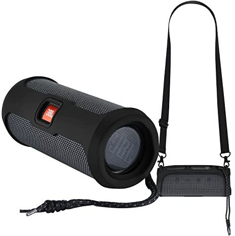 Yaowanguan Silikonhülle für JBL Flip Essential 2 Tragbarer Bluetooth-Lautsprecher, Tasche Flip Essential 2 Tragbare Schutzhülle für Reisen (Schwarz)