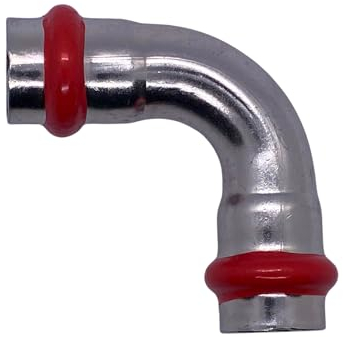 C-Stahl Pressfitting T-Stück, 90° Bogen, Kappe, Muffen, 45° Bogen, Winkel Pressfittings Reduziermuffen Rohrverbindung V Kontur (90° Bogen 18 mm (i/i))