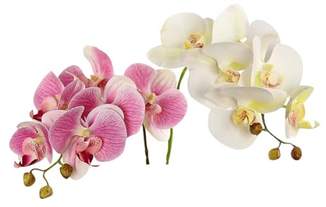 Lot de 2 Fleurs artificielles phalaenopsis avec tiges de Fleurs d'orchidée artificielles pour Terrarium