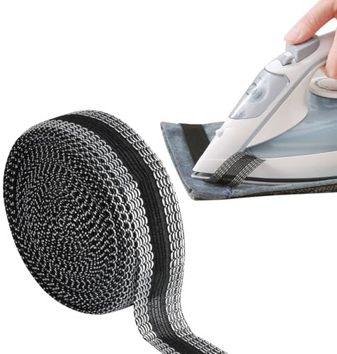 Bbtcxjs Saumband zum Aufbügeln, 2,5cm x 10m Bügelband, Nahtband zum Aufbügeln, Kleidung Klebeband Saumband selbstklebend für Hosenband, Kleidung, Stoffe, hose kürzen ohne nähen, schwarz