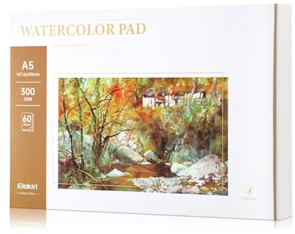ELAKIRI Aquarellpapier A5 300g mit 60 Blatt Hochwertige Qualität Aquarell Papier, Aquarellblock A5 Weiß, Säurfrei, Aquarellpapier 300g Watercolor Paper für Kinder Studenten Lehrer Künstler