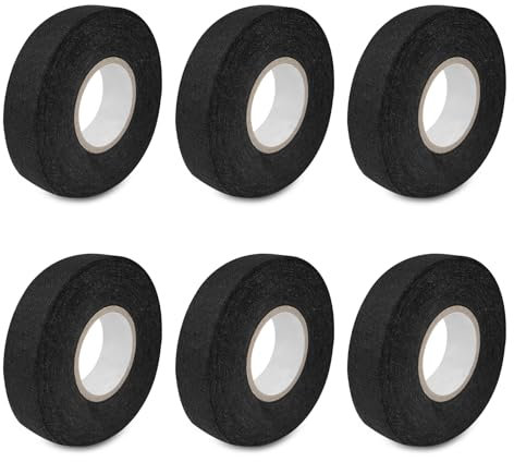 Lectorias 6 Pezzi Nastro Isolante, Nastro Adesivo Telato, Nastro in Tessuto per Auto, Nastro per Cablaggio Automobilistico, Nastro in Industriale Autoadesivo per Fili a Vista-Auto, Moto e Cavi