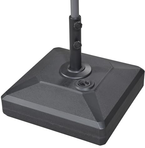 PURPLE LEAF MLB45 Pied de Parasol avec Roues pour Jardin Extérieur 55L x 55l x 11H cm, Socle 70 kg de Charge, Base Remplissable avec Eau et Sable pour Balcon, Noir