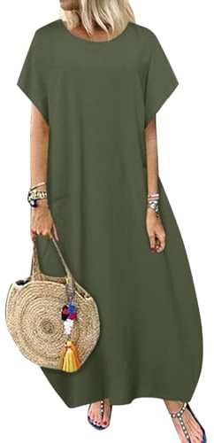 ZANZEA Maxi Dresses for Women Summer Casual Cotton Linen Loose Beach Dress