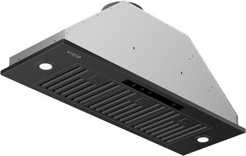 VIKIO HOME Black Built-in/Insert Range Hood 36 Inch, 980 CFM Hood Vent for Kitchen, Ducted/Ductless Convertible Duct, Stainless Steel Kitchen Vent Hood with Gesture & Touch Control, 3 Baffle Filters