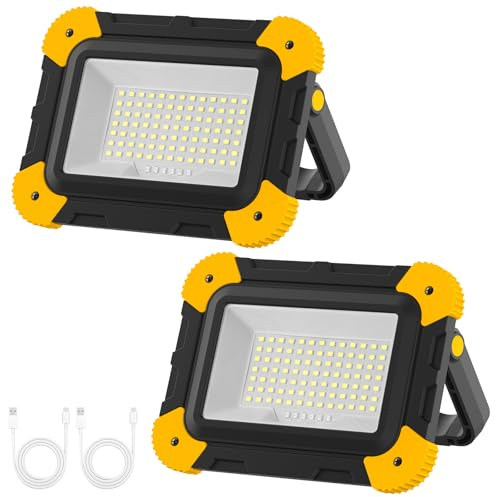 T-SUNUS LED Construction Spotlight Battery, LED Work Spotlight, USB Rechargeable with 5 Light Modes, Battery Work Light, Portable IP65 Waterproof for Construction Site, Camping, Garage