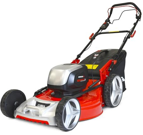 Cobra MX51S40VX 20 (51cm) Self-Propelled Cordless Lawnmower – 2 x40V 4Ah Battery & Charger, 7 Cutting Heights, 60L Grass Bag, Steel Deck, Mulching Plug, Side Discharge, Adjustable Handle