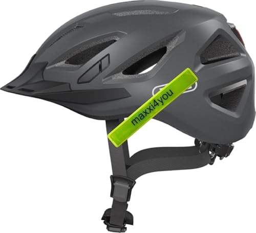 Abus Urban-I 3.0 Fahrradhelm Titan (Grau) Größe L inkl. maxxi4you Reflexband