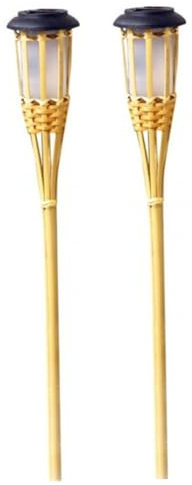 Housoutil 2piezas Luces Solares Para Jardín De Antorchas De Bambú Con Control Inteligente De Luz Sensor Led Para Exterior Altura Iluminación Cálida Para y Césped