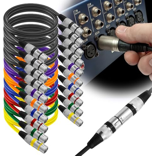 10 cables XLR, cable de micrófono XLR de 1 m, cable DMX, micrófono de 3 pines, XLR de señal macho a hembra, cable de micrófono XLR simétrico para estudio, producción en directo, consola de mezclas