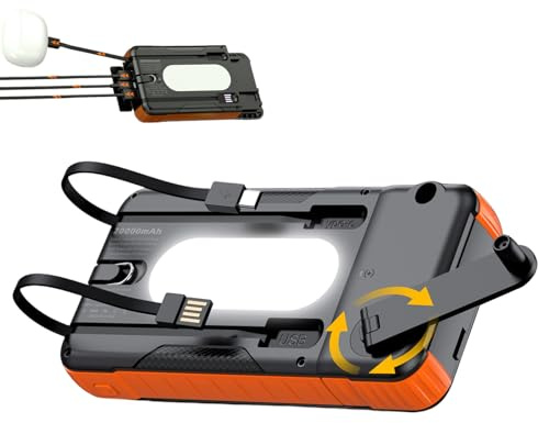 Solpanel powerbank – 20 000 mAh överlevnadsbatteripaket, utomhus handvev solkraftbank, för kamera surfplatta vandring resor roadtrip fiske backpacking musikfestival