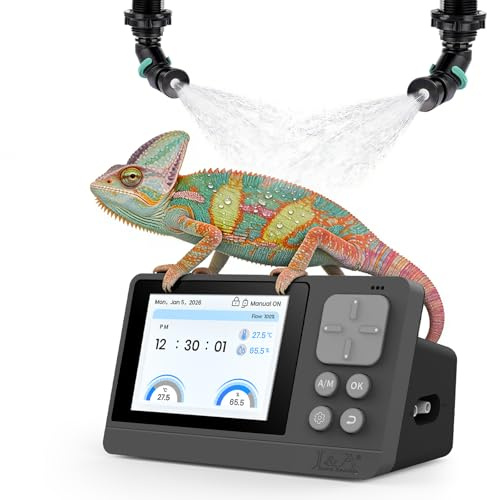 J&A Reptile Mister, Automatic Misting System for Terrarium with Adjustable Spray Nozzles, Black