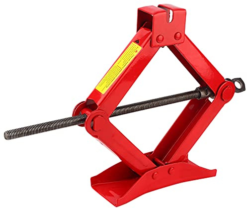 RASTKY Gato de Tijera con de Hierro para Neumáticos de Maletero de Coche, Herramienta de Elevación de Neumáticos Portátil 1T para Acampar y Viajar, Color Rojo (1T)