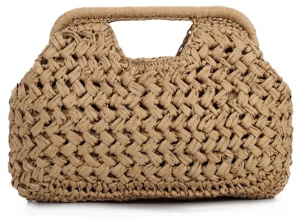 OPLERT Straw Clutch Bag for Women Woven Dumpling Pouch Summer Beach Handbag Raffia Style Evening Crossbody Bag