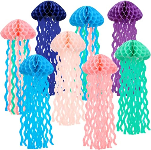 TaoQ C 8 Pezzi Lanterne di Carta a Forma di Medusa Lanterna di Carta Colorata a Forma di Medusa Lanterne a Meduse da Appendere per Compleanno Matrimonio Festa a Tema Oceano Casa Decorazioni