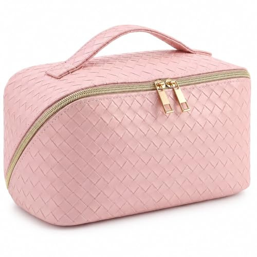 Flat Lay Makeup Bag Pink Open Flat Makeup Bag for Travel