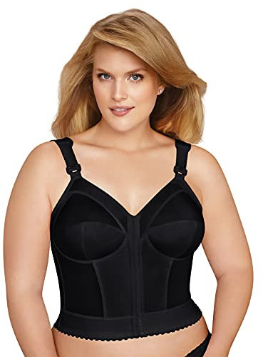 Exquisite Form FULLY #5107530 Classic Support Slimming Full-Coverage Longline Posture Bra, Front Closure, Wire-Free, Black, 38B