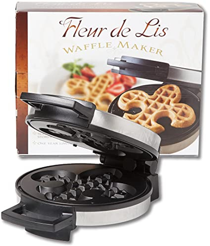 Fleur De Lis Belgian Waffle Maker | Non-stick Waffle Iron | Works Perfectly for Chaffles, Gluten Free or Paleo Pancake And Waffle Mix