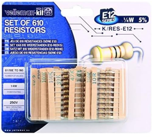 Velleman K/RES-E12 E12-Series Resistor Set, 610-Piece, multicolored