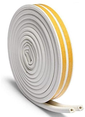 6m / 19.7ft Dichtungsband für Türen, Türdichtung Türen Fenster Selbstklebendes Gummi Schaum Siegel Streifen Schalldämmung Weatherstrip wasserdichtes Siegel, (Weiß-D6M)