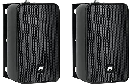 OMNITRONIC ODP-204T Installationslautsprecher 100V schwarz 2x | 2 wetterfeste 4-Wandlautsprecher mit Halterung, 10/20/40 W RMS
