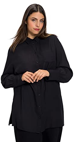 Ulla Popken Damen Blouses Blusen, Schwarz, 46-48 EU