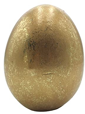 Dekohelden24 ***Goldenes Ei aus Keramik, Osterei, Osterdeko, Größe: H/Ø ca. 10 x 8 cm