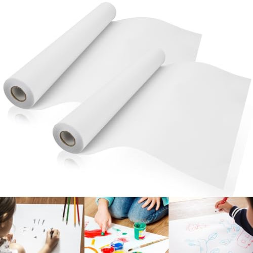 APACALI 2PCS Drawing Paper Rolls, 43cm x 20m, White Paper for Painting, Sketching, Drawing, Gift Wrap