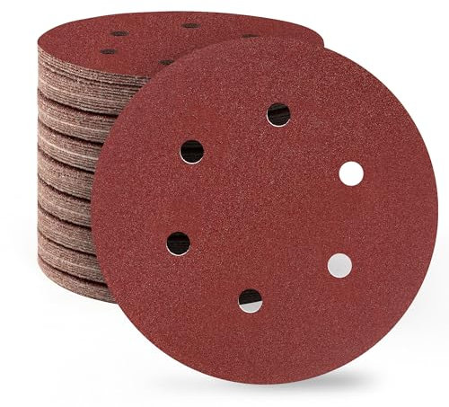 SATC 150mm Sanding Discs 80PCS 100 Grit 6 Holes Orbital Sander Discs Hook and Loop Sanding Pads for Random Orbital Sander