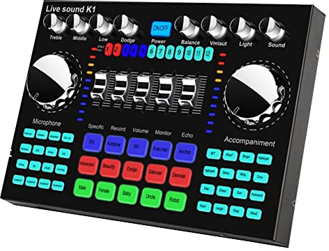 K1 Live Sound Card Portable Bluetooth Sound Card Profession Adjustable Volume Audio for Music Recording