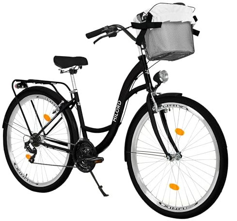 Milord Comfort, bicicletta olandese, bicicletta da città, 24 pollici, colore nero, cambio a 21 marce