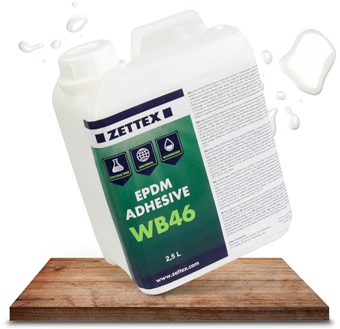 Zettex WB46 EPDM Kleber - 2,5 Liter für bis zu 15m² / Lösungsmittelfrei & wasserbasiert/EPDM Flächenkleber ideal für Holz & Beton Untergründe/EPDM Folienkleber