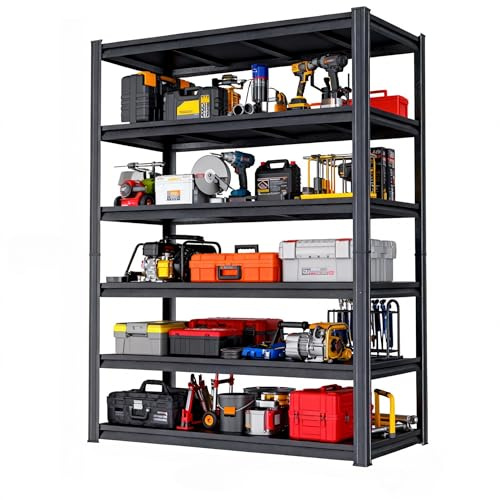 Notmise Metal Garage Shelving Unit, Heavy Duty 6-Tier Adjustable Storage Rack, Steel Shelving,2000 lbs Capacity, Industrial Shelves for Heavy Tools and Equipment (6-Tier 77.4 H × 39.4 W × 17.7 D)