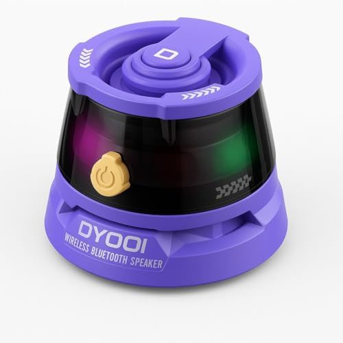 RigWig DY200 Mini Magnetic Bluetooth Speaker – Portable Wireless Speaker with RGB LED, Phone Stand, Deep Bass, Rechargeable Battery, Compatible with Android, iPhone & All Bluetooth Devices (Purple)