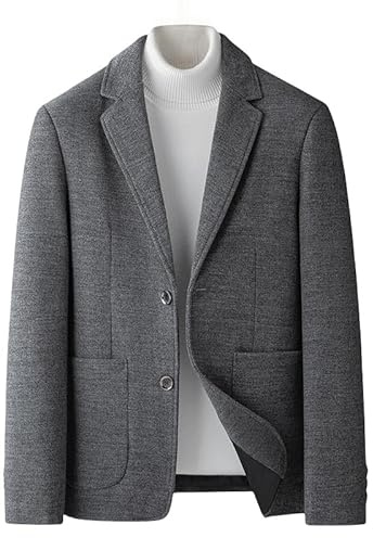 Générique Blazer pour Homme, Blazer en Laine pour Homme, Veste De Costume en Laine À Deux Boutons avec Poche, Gris Foncé, Veste Décontractée De Bureau, Coupe Régulière, Manteau d'affaires Po