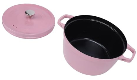 Fdit Pentola da Forno Olandese Smaltata da 24 Cm, Forno Olandese in Lega di Ferro Resistente con Coperchio per Brasatura Cottura Fornello a Gas a Induzione Compatibile