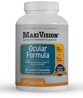 MaxiVision® Ocular Formula - AREDS2 - Eye Vitamins & Multivitamin - Lutein and Zeaxanthin - 1 Bottle (60 Capsules)