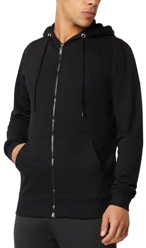 FM London sudadera con cremallera para hombre - Sudadera con cremallera ideal para ropa casual y deportiva, Negro, XXL