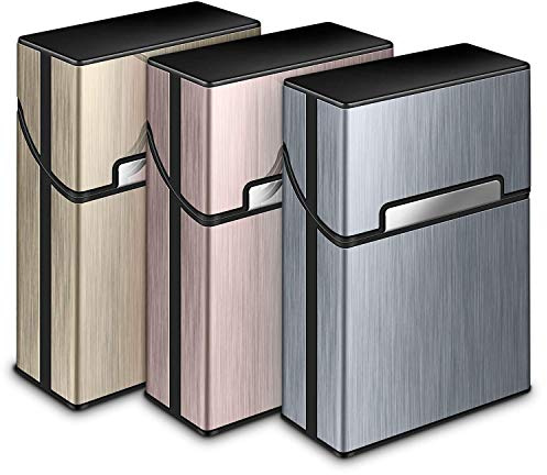 3pcs Étui à Cigarettes Porte Boîte de Cigarette Homme Porte Cigarette Femme en Aluminium Platique Etui Paquet Cigarette Paquet de Cigarettes Fermeture Aimantée
