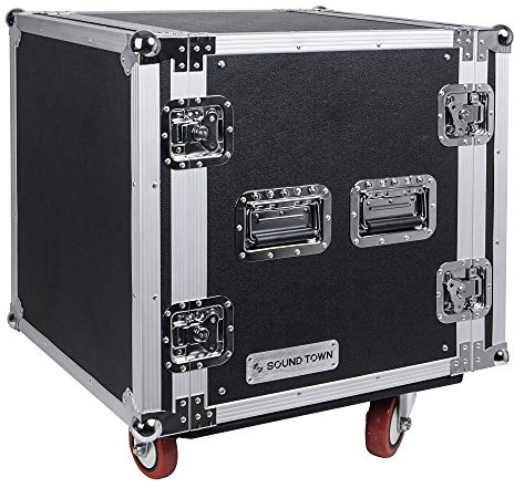Sound Town 12U PA/DJ Rack/Road Case, 12-Space, with 21” Rackable Depth, Casters, Plywood, Metal Ball Corners - Pro Tour Grade (STRC-12UW)