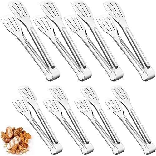 Qixuer 8 Pezzi Pinze da Cucina in Acciaio Inox,Pinza per Torta Pinza da Portata Resistente al Calore Pinze da Barbecue Pinza da Cucina per Barbecue Cottura Insalata Grigliare Servire (2 Taglie)