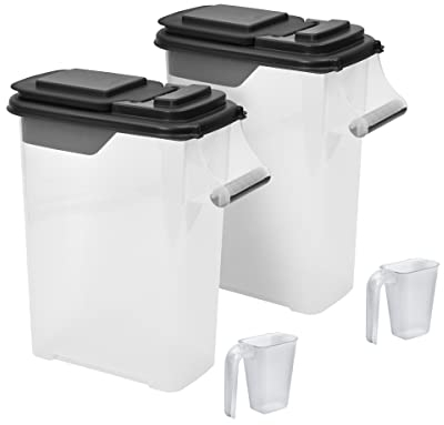 Buddeez Pet Food Storage Containers - (2 Pack) 16 QT/16 LB Capacity Dog Food Storage Container, Cat Food Container, Bird Seed Storage Container, with Durable EZ Grip Handle, EZ Flip Lid & Scoop