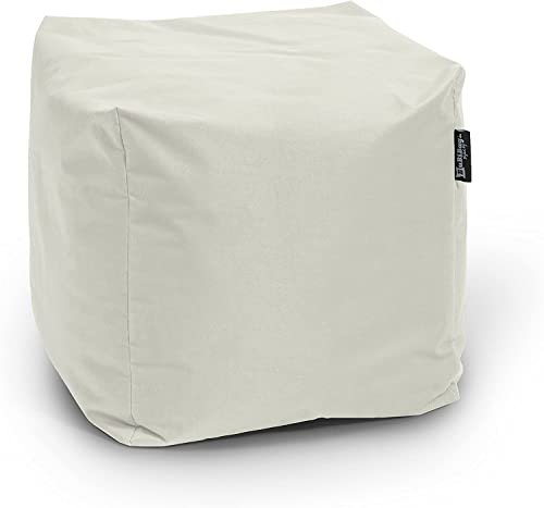 Sitzpouf für Outdoor Sitzsack, Fußhocker ideal für Gaming Sitzsäcke, Wetterfest, Outdoor Pouf (35x35x35cm, Beige)