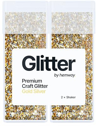 Hemway Craft Glitter Shaker Gold Silver 130g x2 Pack Fine